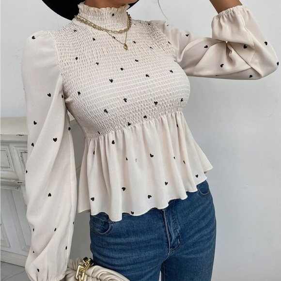 Boho hearts print shirred blouse - Picture 5 of 5